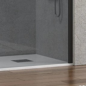 Parete doccia walk in 140 cm con vetro fumé e profilo nero opaco KW-100BF - KAMALU
