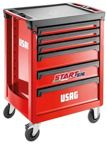 Carrello per officina USAG 516 ST6V in acciaio  4 ruote 6 cassetti 1 ripiani, L 77.9 x P 51.5 x H 97.2 cm