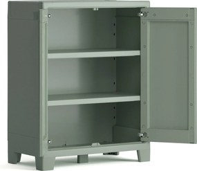 Armadio da Giardino 2 Ripiani 80x44x100 cm Keter Planet Outdoor Basso Grigio e Verde...