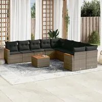 Set Divani da Giardino 11 pz con Cuscini in Polyrattan Grigiocod mxl 114854