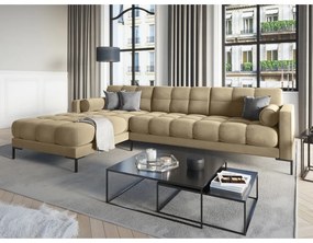 Divano angolare in velluto beige, angolo sinistro Bali - Cosmopolitan Design