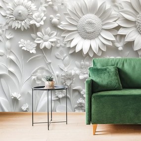 Carta da parati autoadesiva – Fiori bianchi 3D