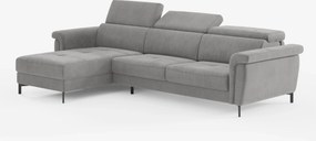 Capri Divano letto angolare con penisola contenitore e poggiatesta reclinabili - elegante tessuto smacchiabile T30