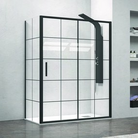 Cabina doccia colore nero 130x80 vetro con riquadri neri NICO-D3000S - KAMALU