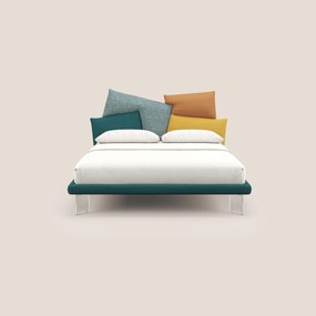 Rebus letto imbottito dal design moderno con piedi trasparenti in plexiglass