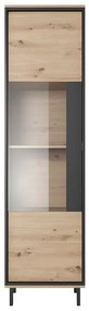 Vetrina 1 anta con LED Rovere e Antracite - BAYORI