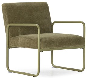 Poltrona verde con rivestimento in ciniglia Vince – MOME