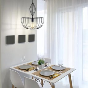 Lampadario a sospensione con filo JASMINA 1xE27/20W/230V diametro 40 cm nero