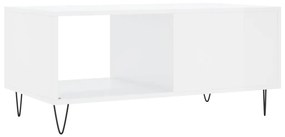 Tavolino da Salotto Bianco Lucido 90x50x40 cm Legno Multistrato