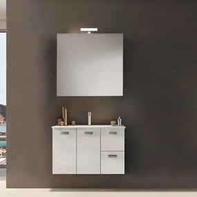 Mobile bagno sospeso 82 cm base 2 ante e 2 cassetti con lavabo ANGELA2 Quercia Bianco