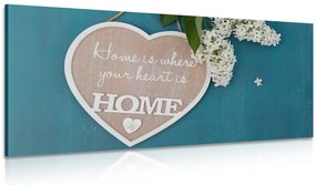 Quadro su tela – Cuore con citazione - Casa è dove è il tuo cuore
