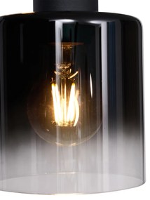 Lampada a sospensione moderna nera con vetro fumé 3 luci - Dame