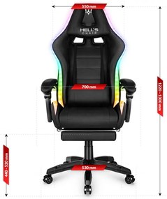 Sedia da gioco HC-1039 LED RGB Black