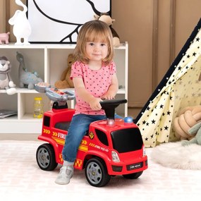 Costway Giocattolo cavalcabile per bambini con funzione bolla musica luci allarme, Monopattino giocattolo per bambini Rosso