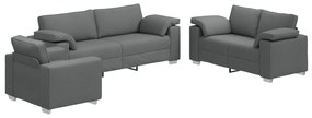 Set divano 3 pezzi con cuscini grigi scuri