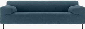 Divano 3 posti in velluto a coste blu navy/nero freistil180, larg. 222 cm