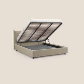 Alicia letto imbottito con vano contenitore in tessuto impermeabile T14 beige