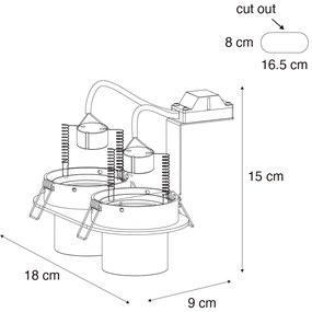 Faretto da incasso rotondo colore canna di fucile GU10 50mm 2 luci - Installa