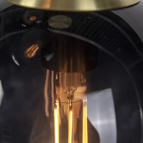 Lampadario Art Déco oro con vetro nero 3 luci - Pallon