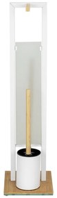 Porta carta igienica bianco/di colore naturale in acciaio con supporto con spazzola Rivalta – Wenko