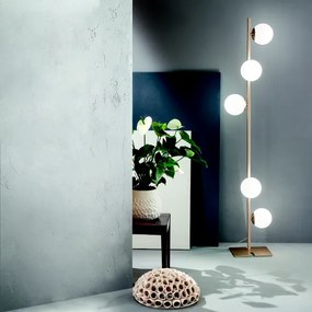 Piantana in metallo Oro con 5 diffusori in vetro Bianco MONILE H170 cm