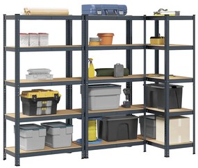 Scaffali Resistenti 5 Ripiani 3pz Antracite Acciaio&multistrato /