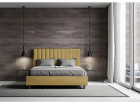 Letto contenitore da 160x190 in microfibra ocra Agueda