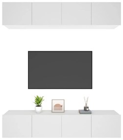 Mobili tv 4 pz bianchi 80x30x30 cm in legno multistrato