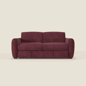 Kaleo Divano letto moderno con materasso H17 cm - in raffinato tessuto impermeabile T26 bordeaux prugna