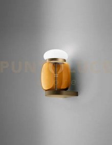 Faro applique a parete s ambra scura bianco montatura ottone vernic...