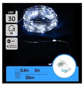 Aigostar - Catena luminosa LED natalizia 30xLED/3xAA 3,3 m bianco freddo
