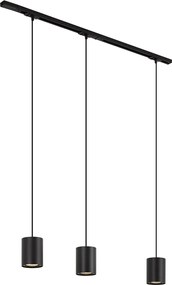 Sistema di illuminazione a binario moderno con 3 luci a sospensione nero 1 fase - Iconic Holt