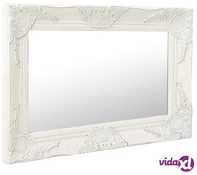 vidaXL Specchio da Parete Stile Barocco 60x40 cm Bianco
