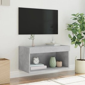 Mobile Porta TV con Luci LED Grigio Cemento 60x30x30 cm