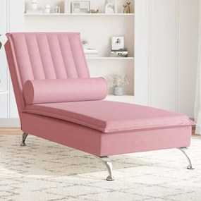 Chaise Longue Massaggi Con Cuscino A Rullo Rosso İn Velluto /