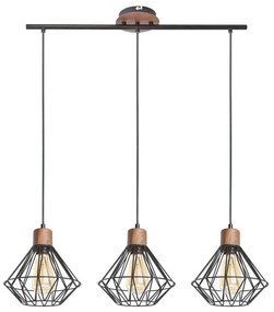 Lampadario Moderno Sequoia nero paralume nero 3x E27 SEYNAVE