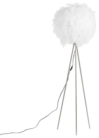 Lampada da terra in stile country acciaio con bianco - Feather