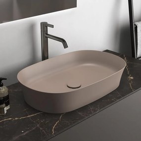 Lavabo da appoggio ovale in ceramica L 60 x P 38 x H 12 cm caffè