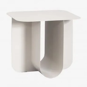 Tavolino Norman rettangolare in acciaio (40x45 cm) Gardenia Bianco - Sklum
