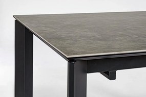 Tavolo BRIVA in acciaio nero e piano in ceramica marrone, allungabile 140×90 cm – 200×90 cm