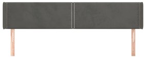 Testiera ad orecchio grigio scuro 203x16x78/88 cm in velluto