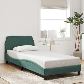 Giroletto Senza Materasso Verde Scuro 90x200 Cm İn Velluto /