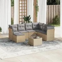 Set Divano da Giardino 8 pz con Cuscini Beige in Polyrattan 3249838