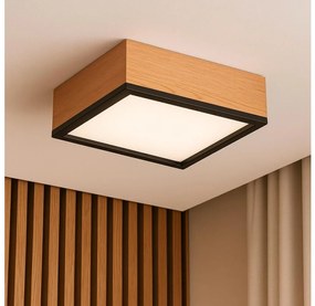 Plafoniera OAK SQUARE 2xE27/15W/230V 31x31 cm quercia/nero