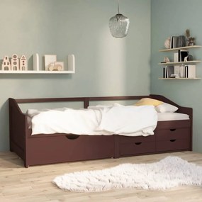 Divano Letto 3 Posti E Cassetti Marrone Scuro İn Pino 90x200cm /