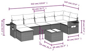 Set divano da giardino 8 pz con cuscini grigio in polyrattan