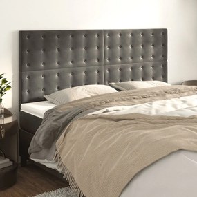 Testiere 4 Pz Grigio Scuro 100x5x78/88 Cm İn Velluto /