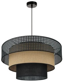 Brilagi - Lampadario a cavo DAKOTA LUNETA 1xE27/15W/230V Ø 60 cm nero/rattan
