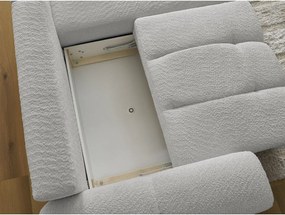 Divano angolare grigio chiaro allungabile/con contenitore (con penisola a destra/con chaise lounge) con rivestimento in bouclé Roxelane – Bobochic Paris