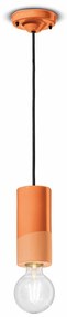 Sospensione Media Vintage Decò Pi Ceramica Arancio Pesca 1 Luce E27